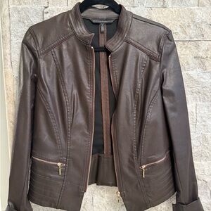White House Black Market Dark Brown Leather Jacket